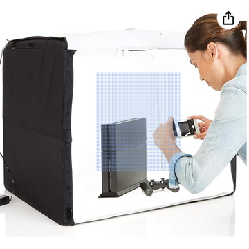 Amazon Basics Portable Foldable Photo Studio Box with LED Light, 1 Count (Pack of 1), Black, 25 x 30 x 25 Inches